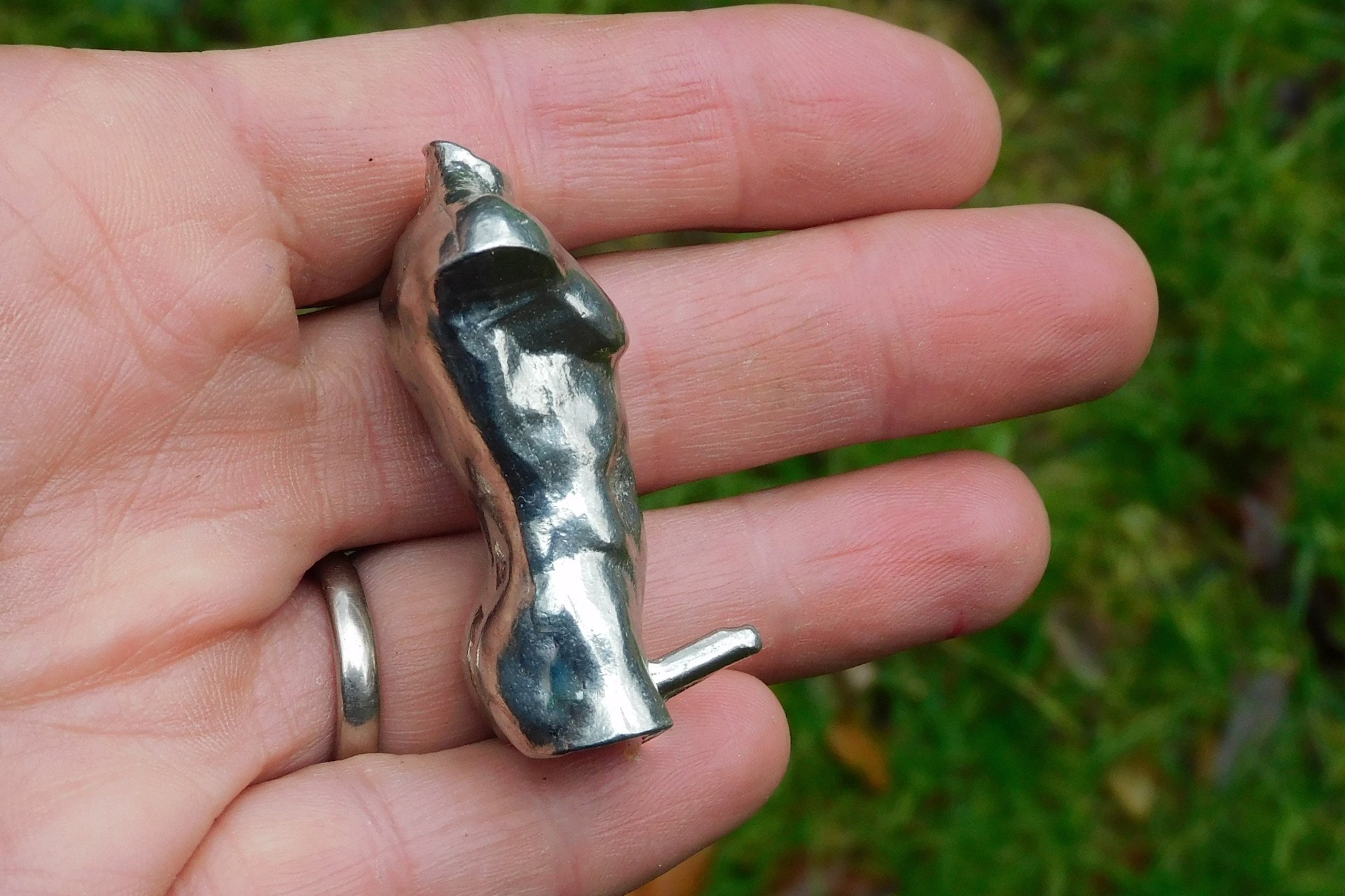 Male Torso with Erection. Hand Cast Pewter.