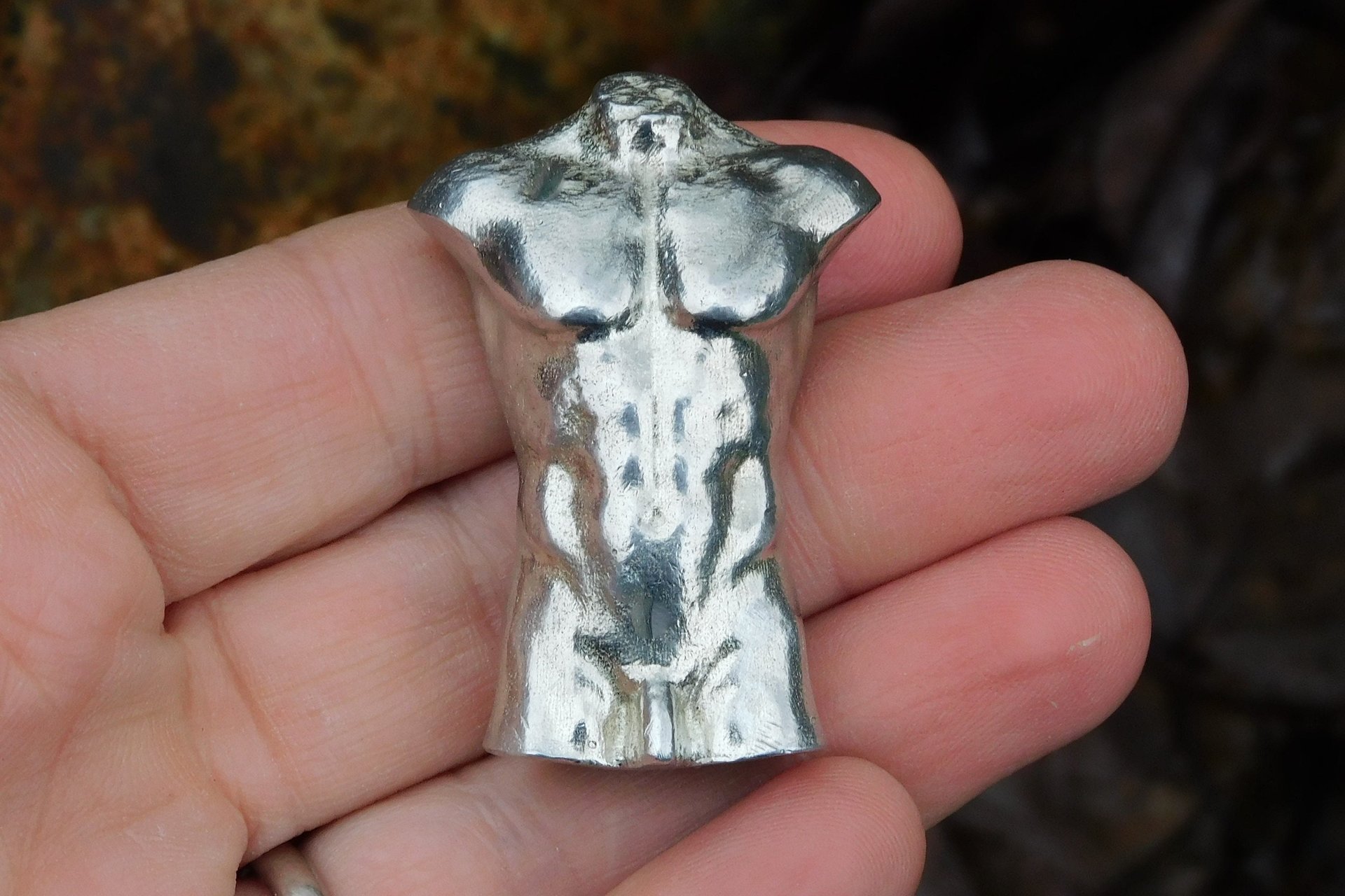Male Torso. Hand Cast Pewter