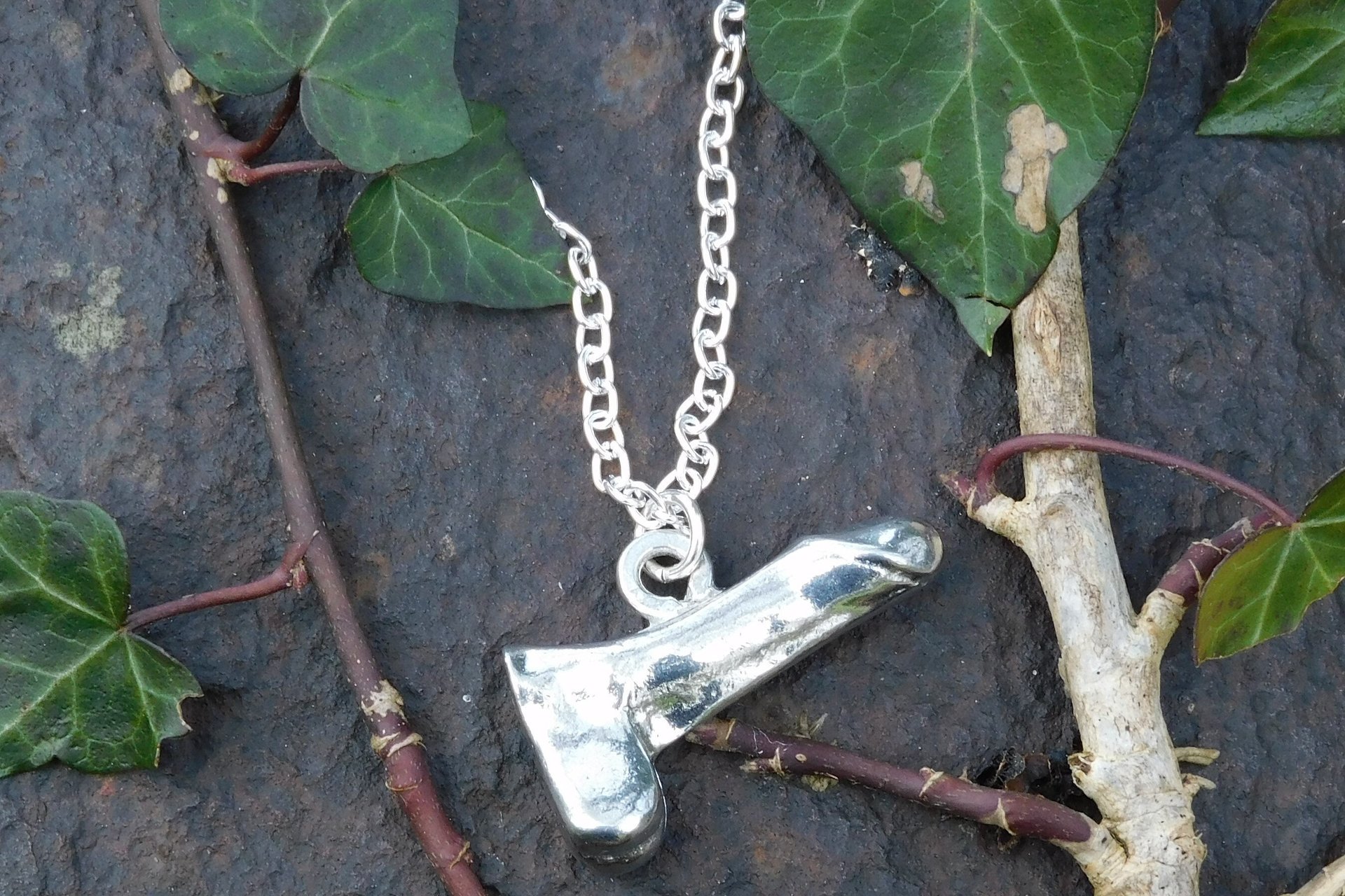 Penis Pendant Necklace – Erotic Jewelry. Hand Cast Pewter.