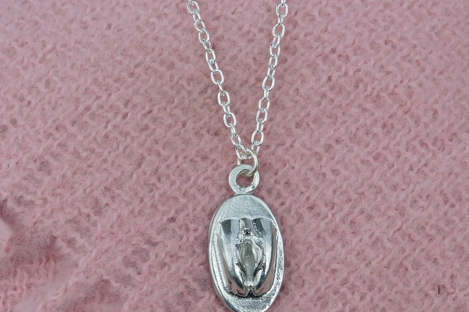 Vulva Pendant Necklace – Erotic Jewelry. Hand Cast Pewter.