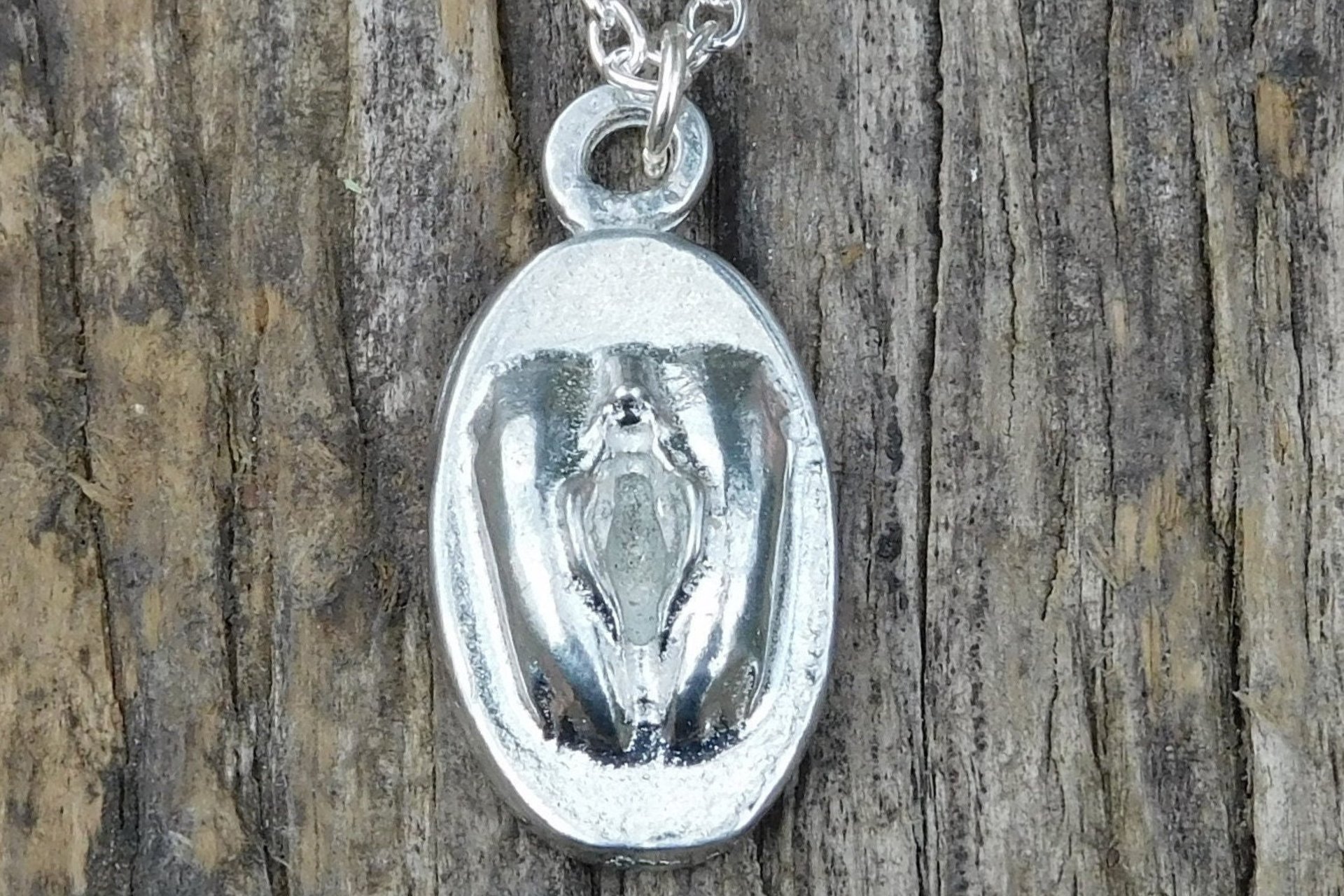 Vulva Pendant Necklace – Erotic Jewelry. Hand Cast Pewter.