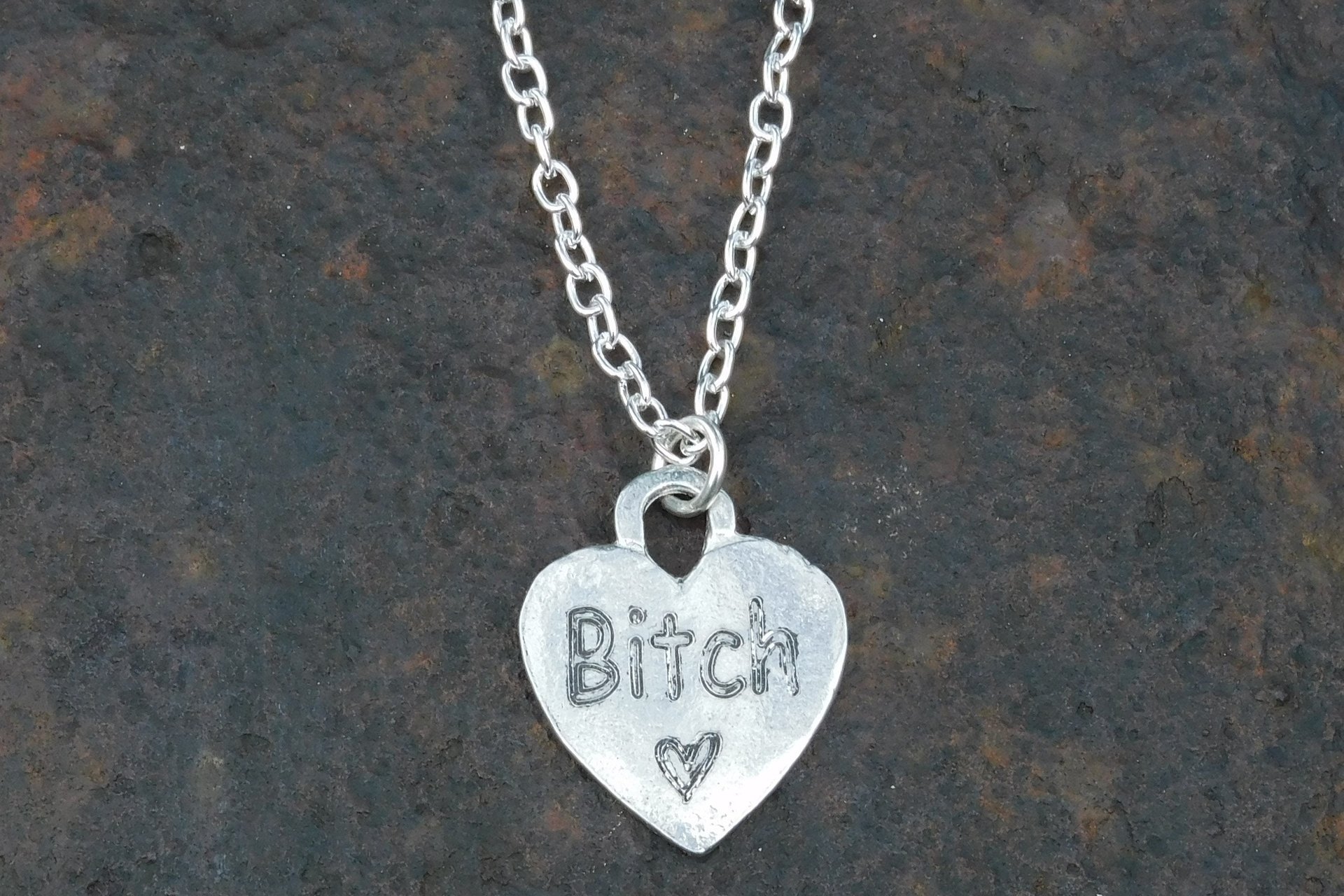 BDSM Bitch Pendant. Hand Cast Pewter. 