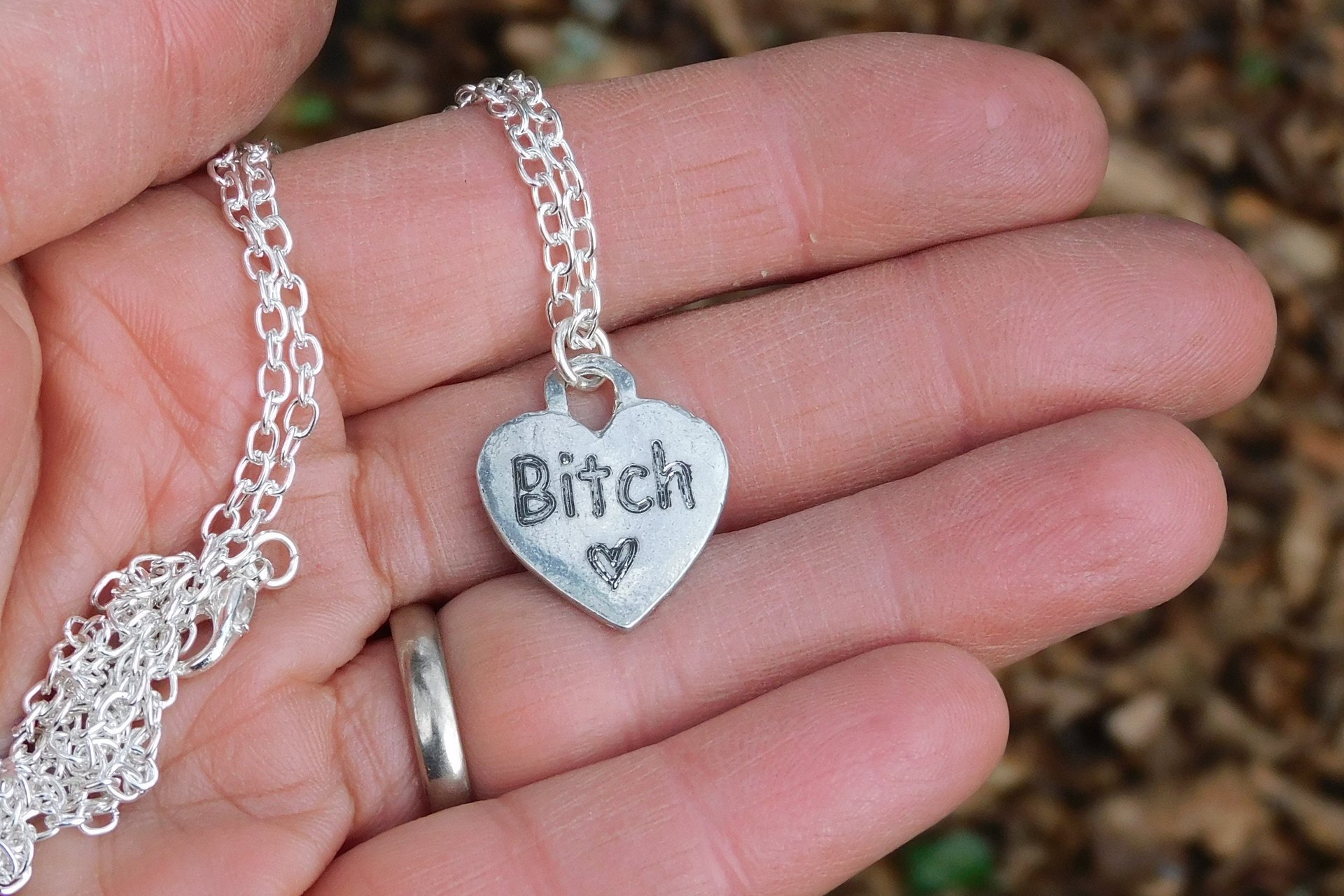 BDSM Bitch Pendant. Hand Cast Pewter. 