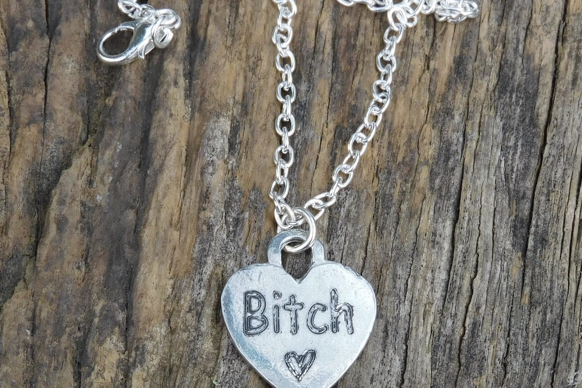BDSM Bitch Pendant. Hand Cast Pewter. 