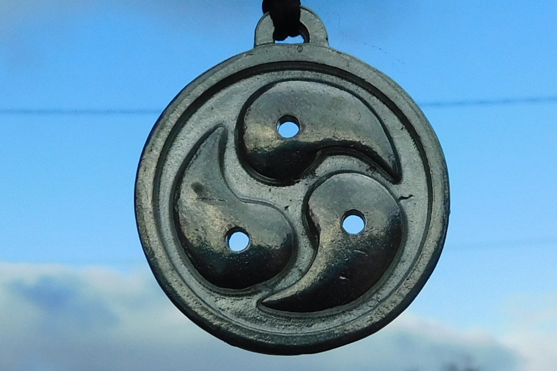 BDSM Triskelion Pendant on Adjustable Cord. Hand Cast Pewter.