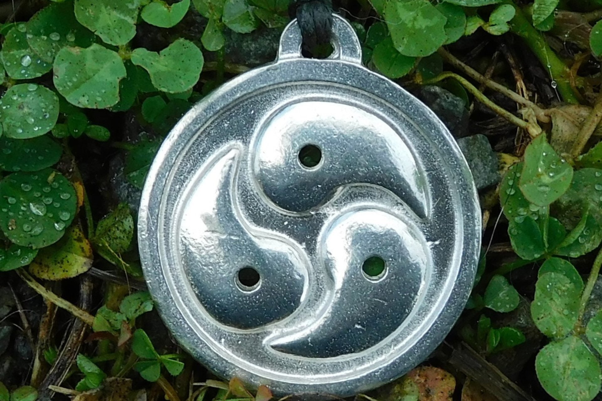 BDSM Triskelion Pendant on Adjustable Cord. Hand Cast Pewter.