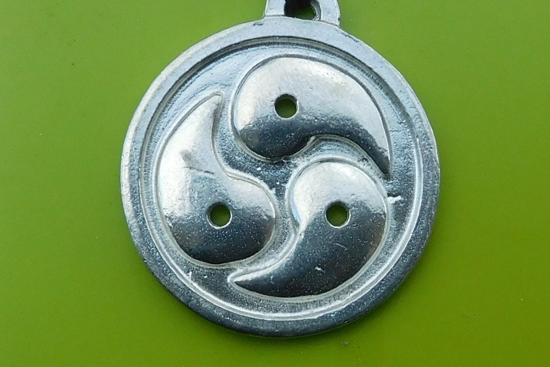 BDSM Triskelion Pendant on Adjustable Cord. Hand Cast Pewter.