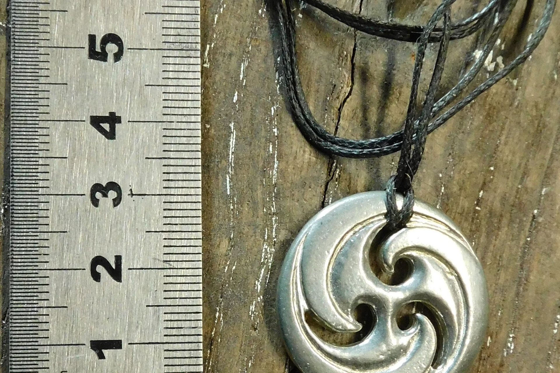 BDSM Triskele Pendant – Adjustable Cord. Hand Cast Pewter.