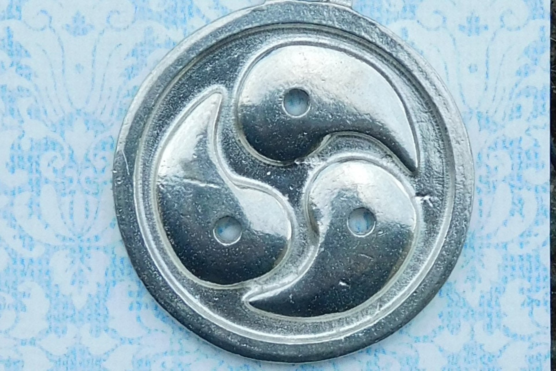 BDSM Triskelion Pendant on Adjustable Cord. Hand Cast Pewter.