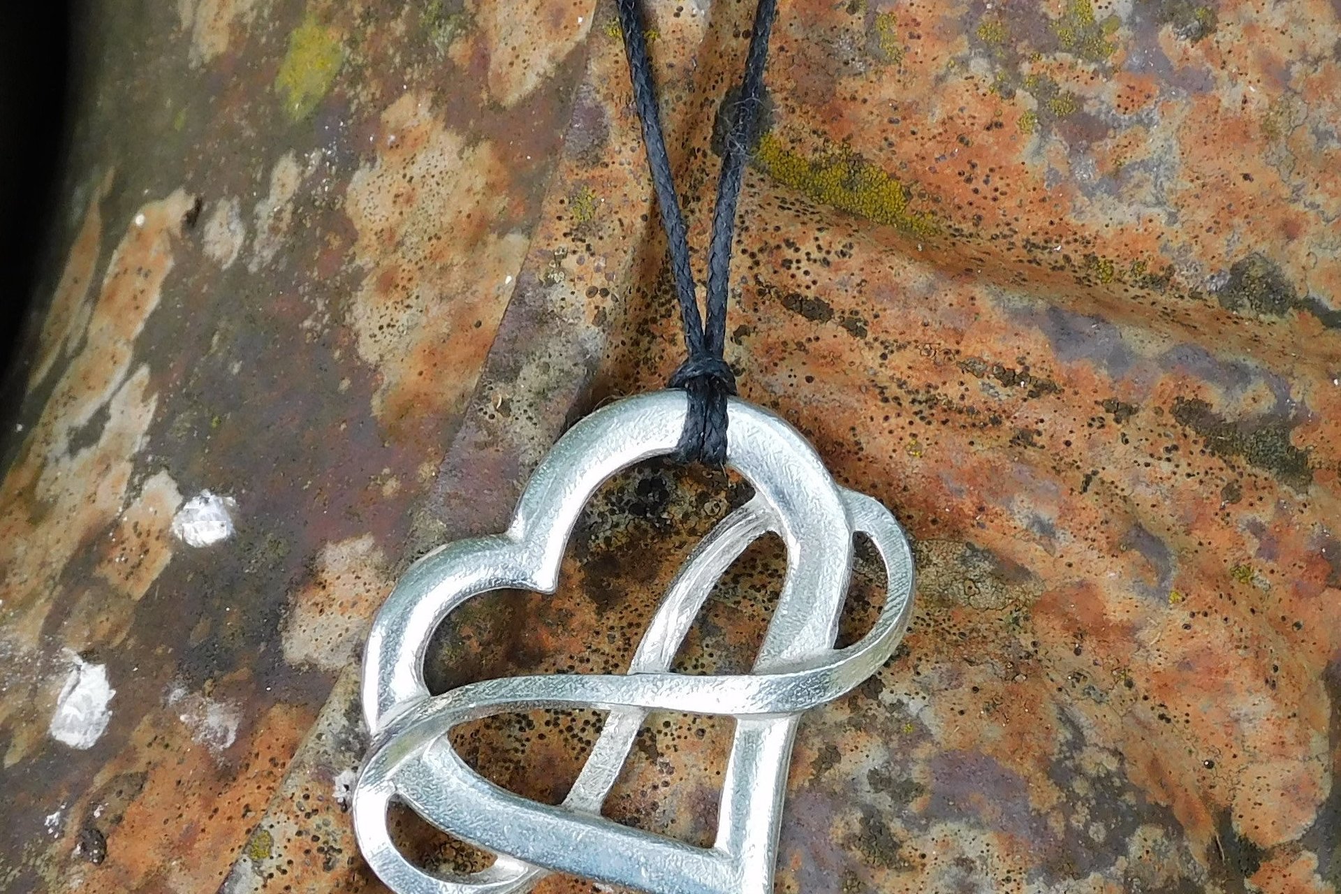 Heart and Infinity Pendant – Eternal Love Symbol. Hand Cast Pewter