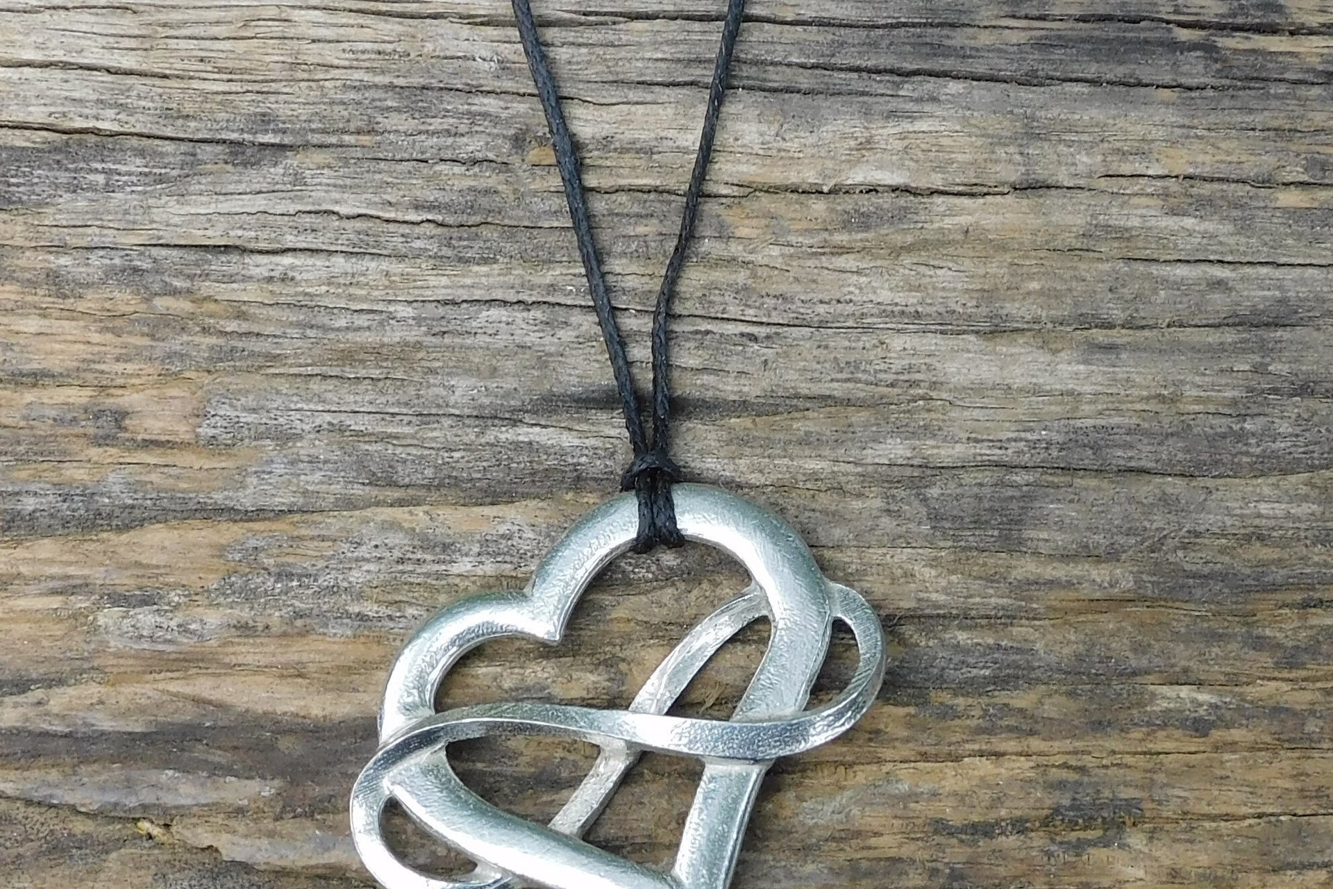 Heart and Infinity Pendant – Eternal Love Symbol. Hand Cast Pewter