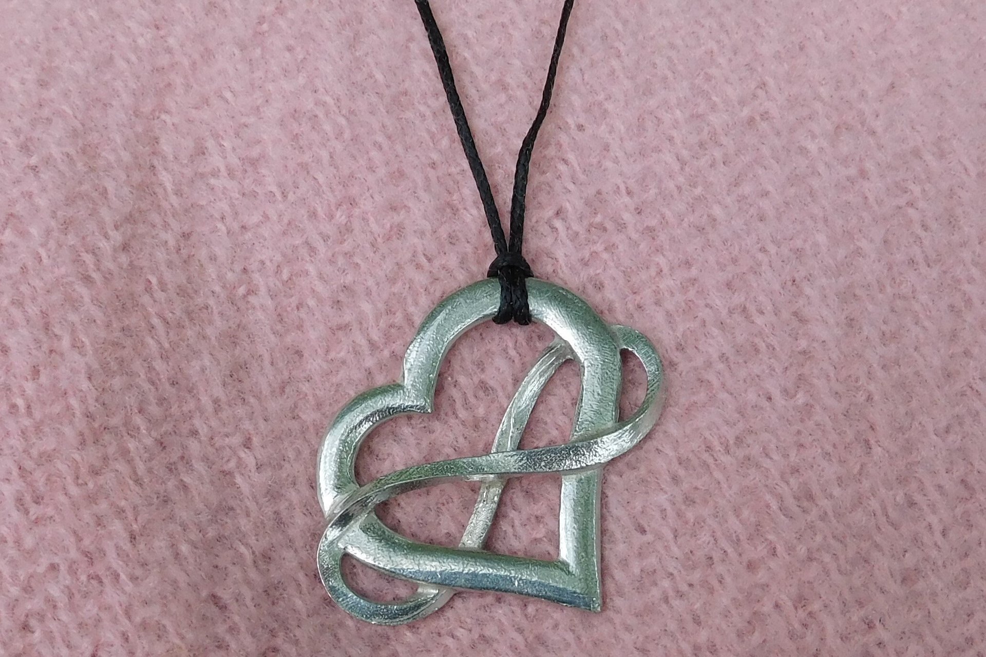 Heart and Infinity Pendant – Eternal Love Symbol. Hand Cast Pewter