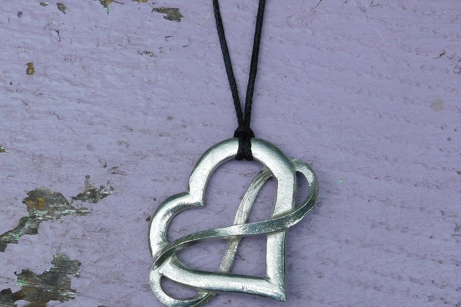 Heart and Infinity Pendant – Eternal Love Symbol. Hand Cast Pewter