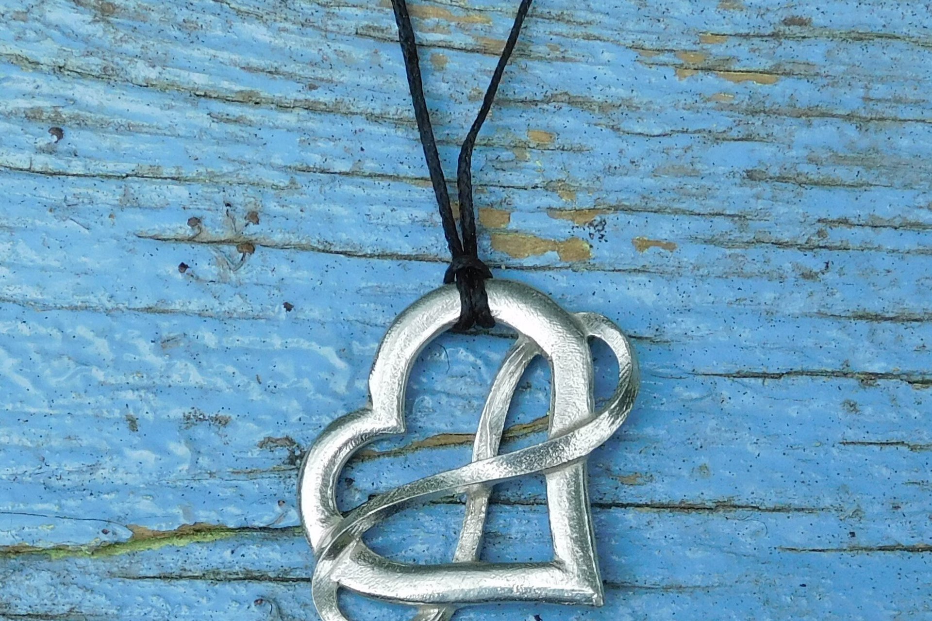 Heart and Infinity Pendant – Eternal Love Symbol. Hand Cast Pewter