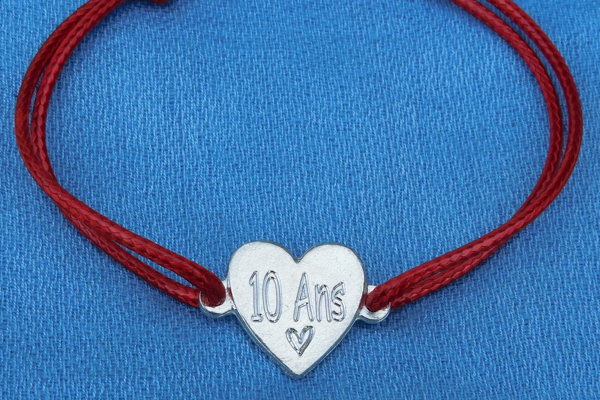 Bracelet en étain pour les noces de 10 Ans (noces d'étain); Gravure "10 Ans"; taille et couleur personnalisables