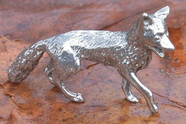 Fox Figurine – Symbol of Cunning and Sensual Play. Hand Cast Pewter.