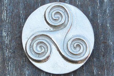 Triskelion Brooch. Hand Cast Pewter.