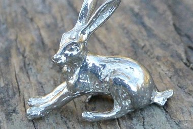 Hare Figurine - Passion & Play. Hand Cast Pewter.