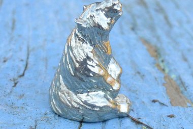 Sitting Bear Figurine – Celebrating LGBTQ+ Bear Culture. Hand Cast Pewter.