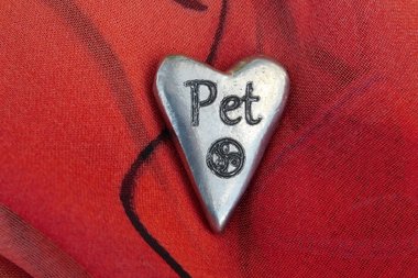 Pet, BDSM Pocket Token – Heart-Shaped Erotic Sub Gift in Hand Cast Pewter.