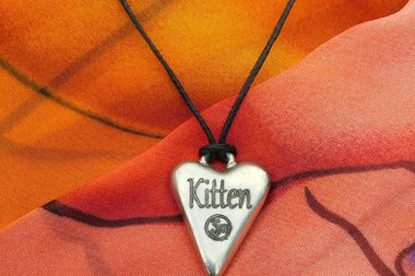 BDSM Kitten Pendant, Erotic Sub Gift. Adjustable Waxed Cord. Hand Cast Pewter.