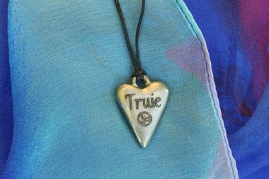 BDSM Truie Pendant, Erotic Sub Gift. Adjustable Waxed Cord. Hand Cast Pewter.