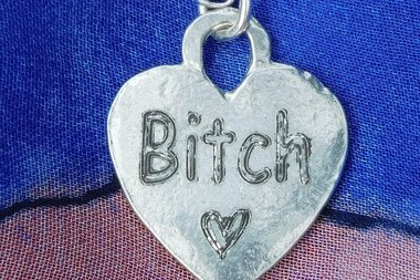 BDSM Bitch Pendant. Hand Cast Pewter. 
