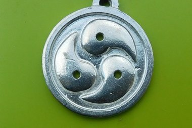 BDSM Triskelion Pendant on Adjustable Cord. Hand Cast Pewter.