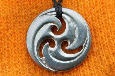 BDSM Triskele Pendant – Adjustable Cord. Hand Cast Pewter.