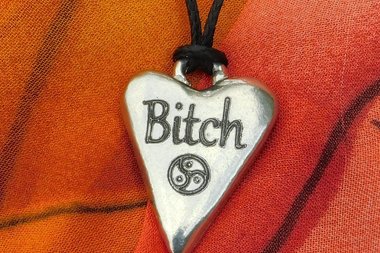 BDSM Bitch Pendant, Erotic Sub Gift. Adjustable Waxed Cord. Hand Cast Pewter.