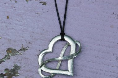 Heart and Infinity Pendant – Eternal Love Symbol. Hand Cast Pewter