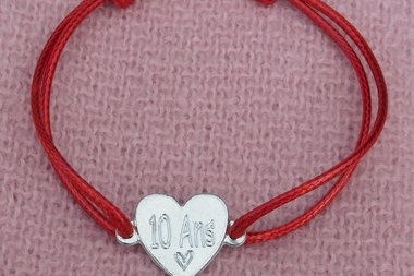 Bracelet en étain pour les noces de 10 Ans (noces d'étain); Gravure "10 Ans"; taille et couleur personnalisables