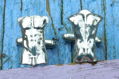 Boutons de Manchette Torse Masculin, Fabrication Artisanale Française en Etain.