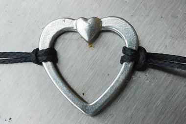 Double Heart-Shaped Day Collar – Symbol of Commitment and Trust. Hand Cast Pewter.